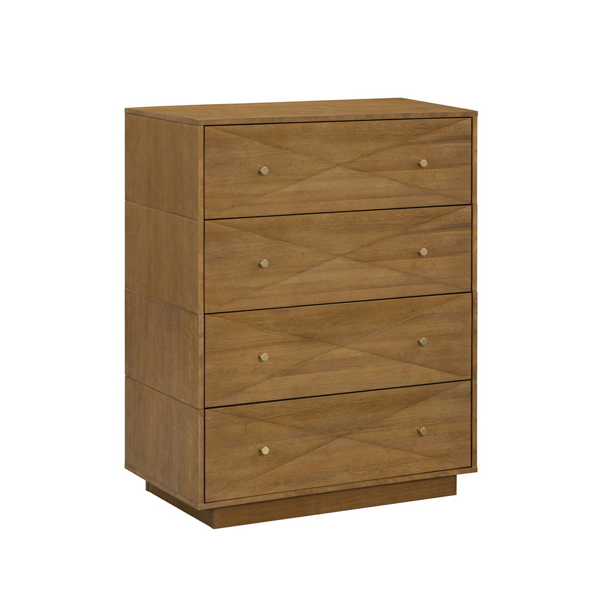 Modern Wood 4-Drawer Geometric Dresser Light Brown - Nathan James