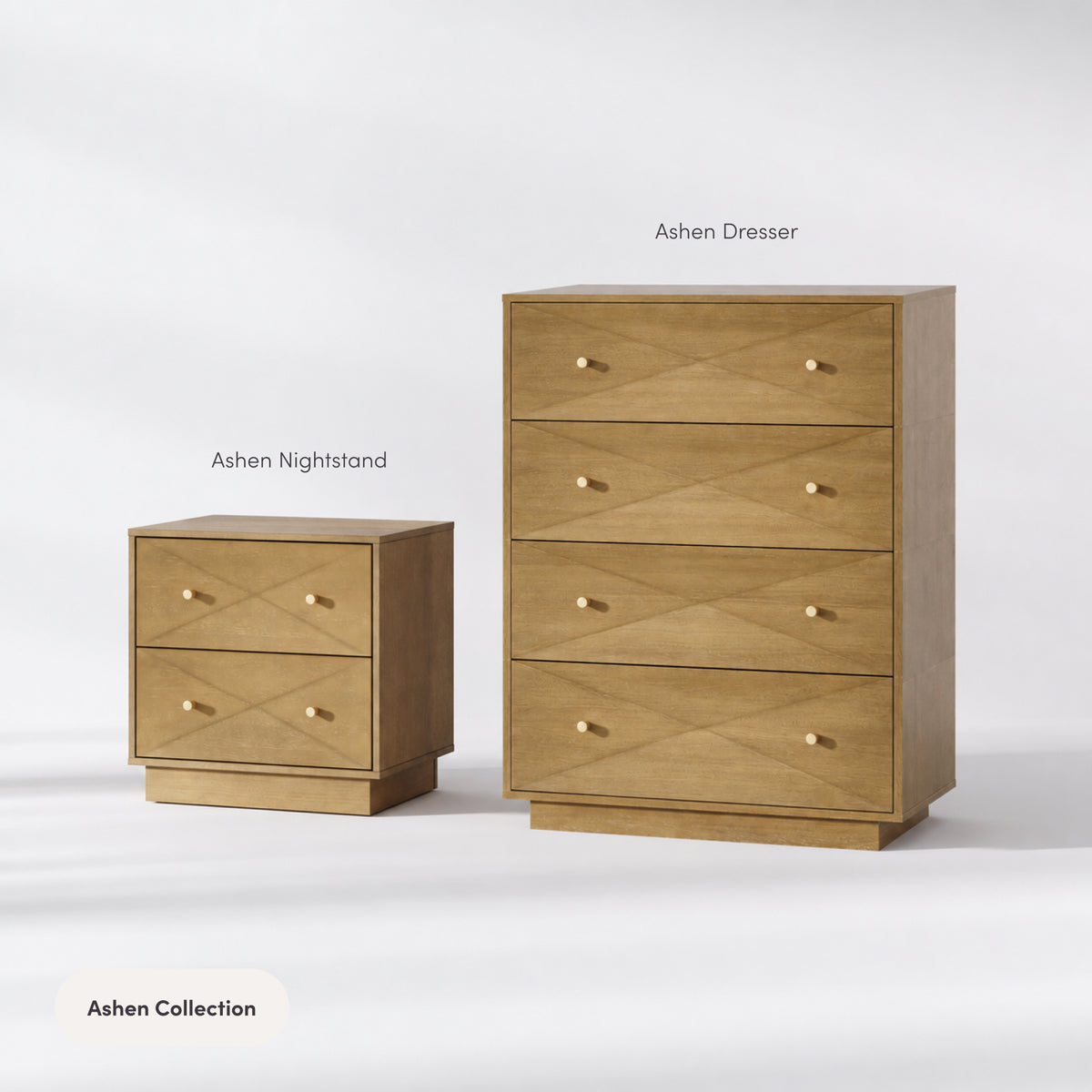 Modern Wood 8-Drawer Geometric Dresser Light Brown - Nathan James