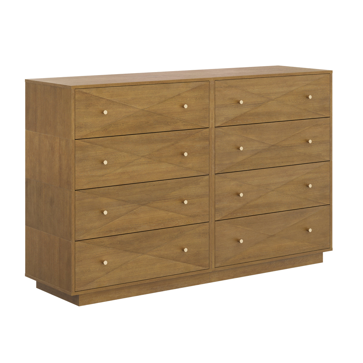 Modern Wood 8-Drawer Geometric Dresser Light Brown - Nathan James