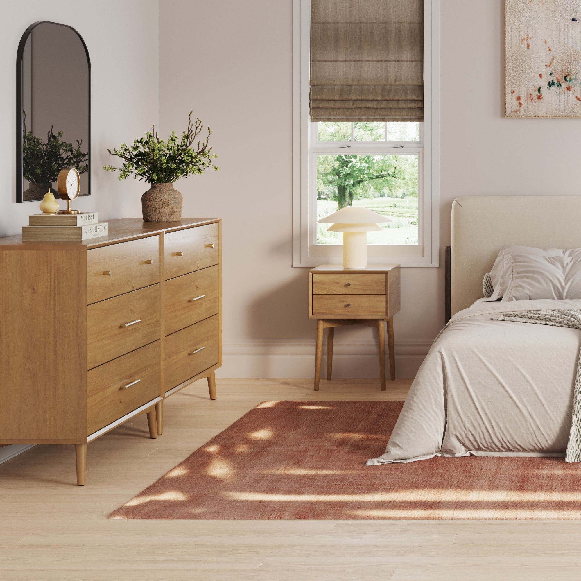 Wood Bedroom Set with Dresser and 2 Nightstands Light Acacia - Nathan James