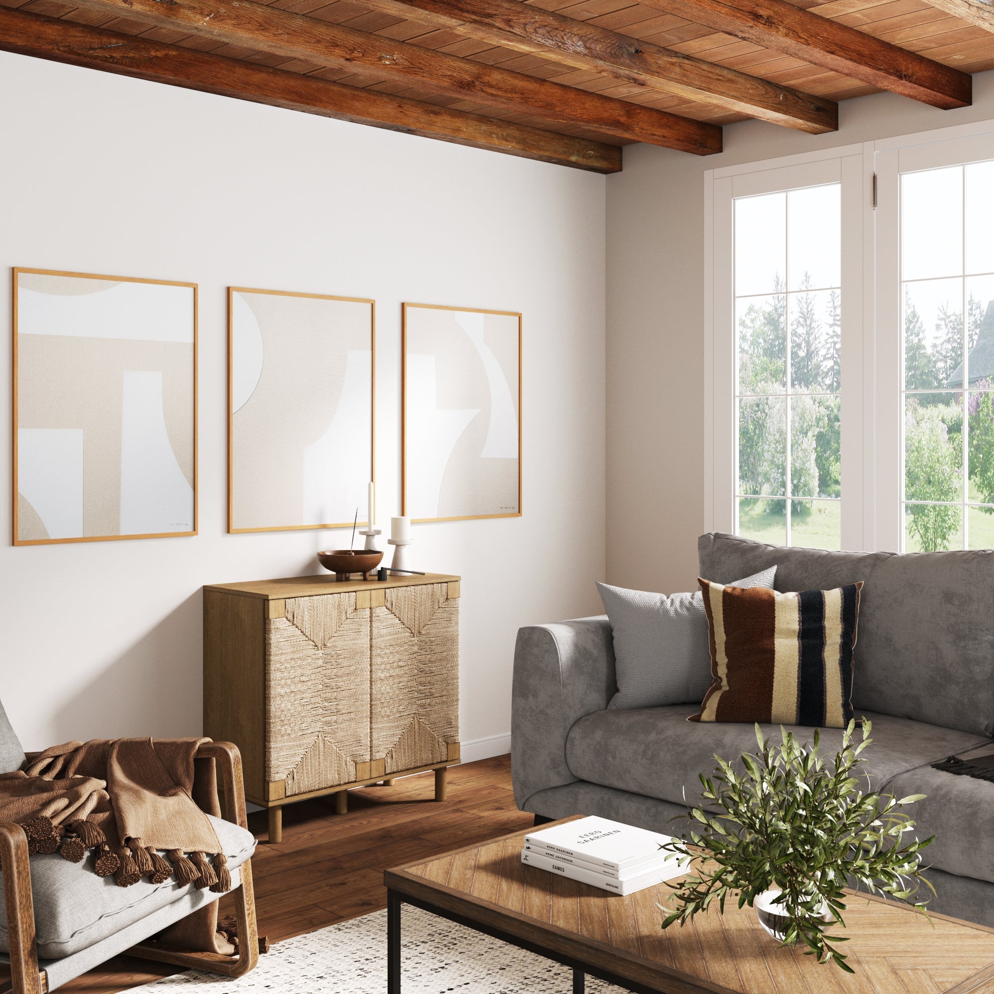Wood & Seagrass Storage Cabinet Brown - Nathan James