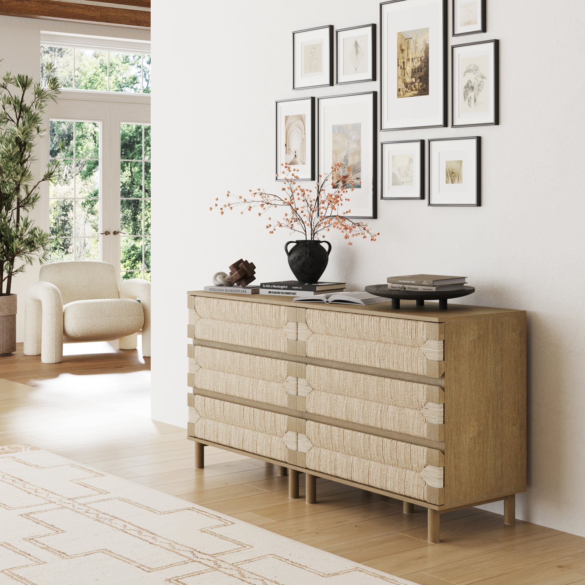 Boho Seagrass 3 - Drawer Dresser Light Brown (Set of 2) - Nathan James