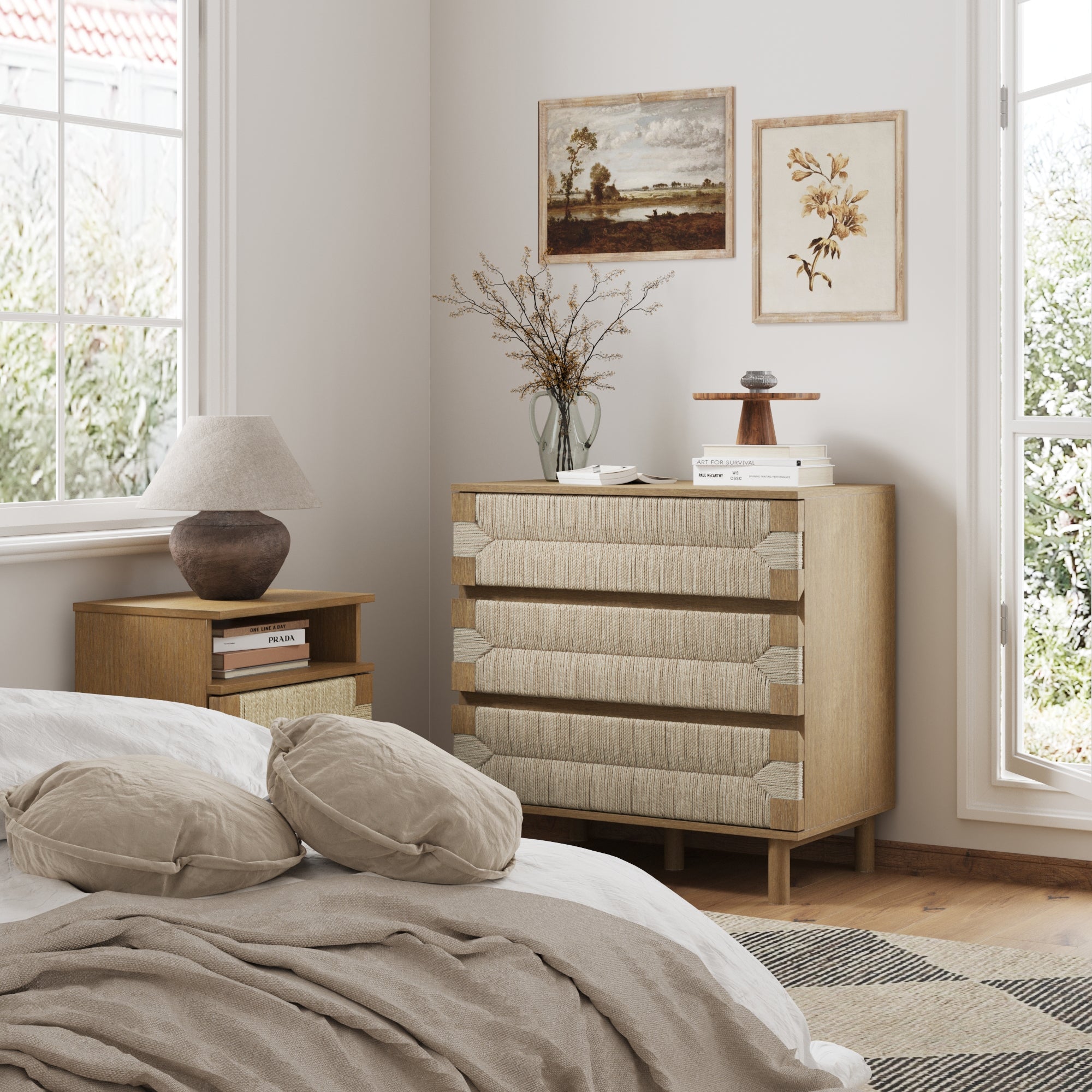 Boho Seagrass 3 - Drawer Dresser Light Brown - Nathan James