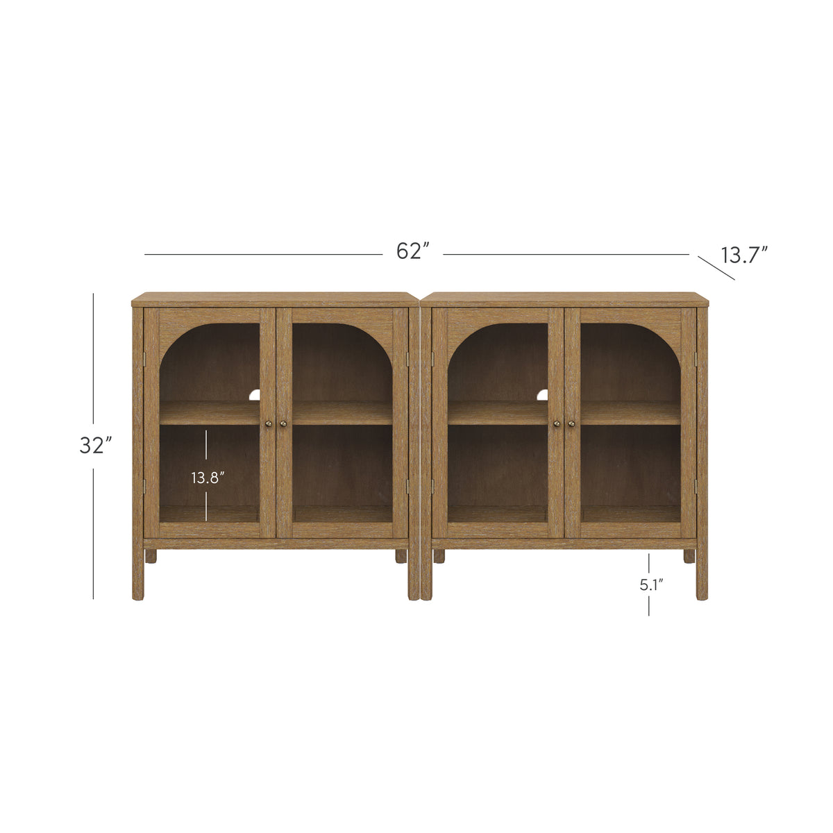 Arched Glass Door TV Console for TVs up to 65" Brown - Nathan James