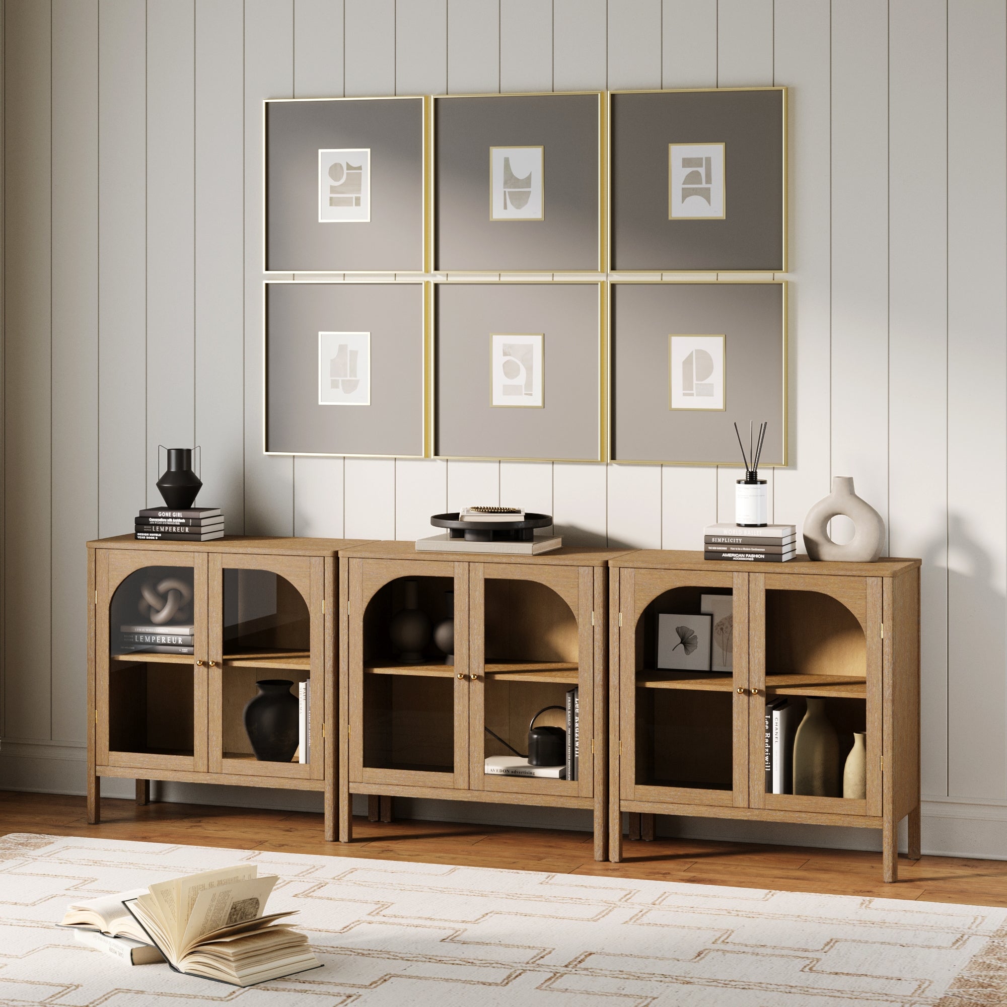 Arched Glass Door TV Console for 75 - 85" TVs Brown - Nathan James