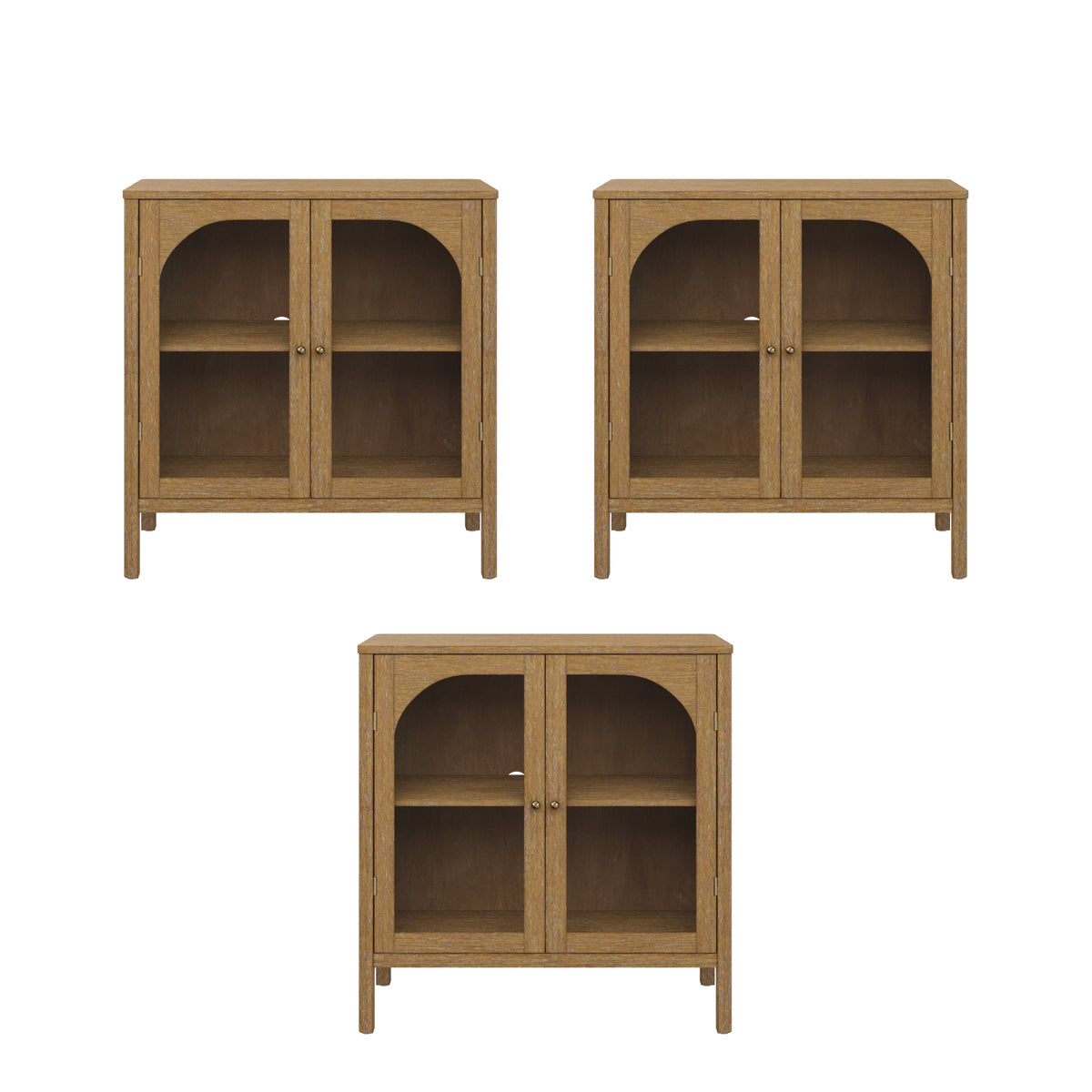 Arched Glass Door TV Console for TVs up to 75" Brown - Nathan James