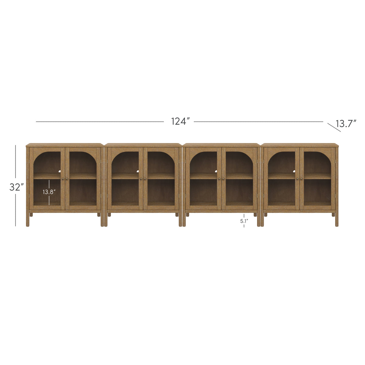 Arched Glass Door TV Console for TVs up to 100" Brown - Nathan James