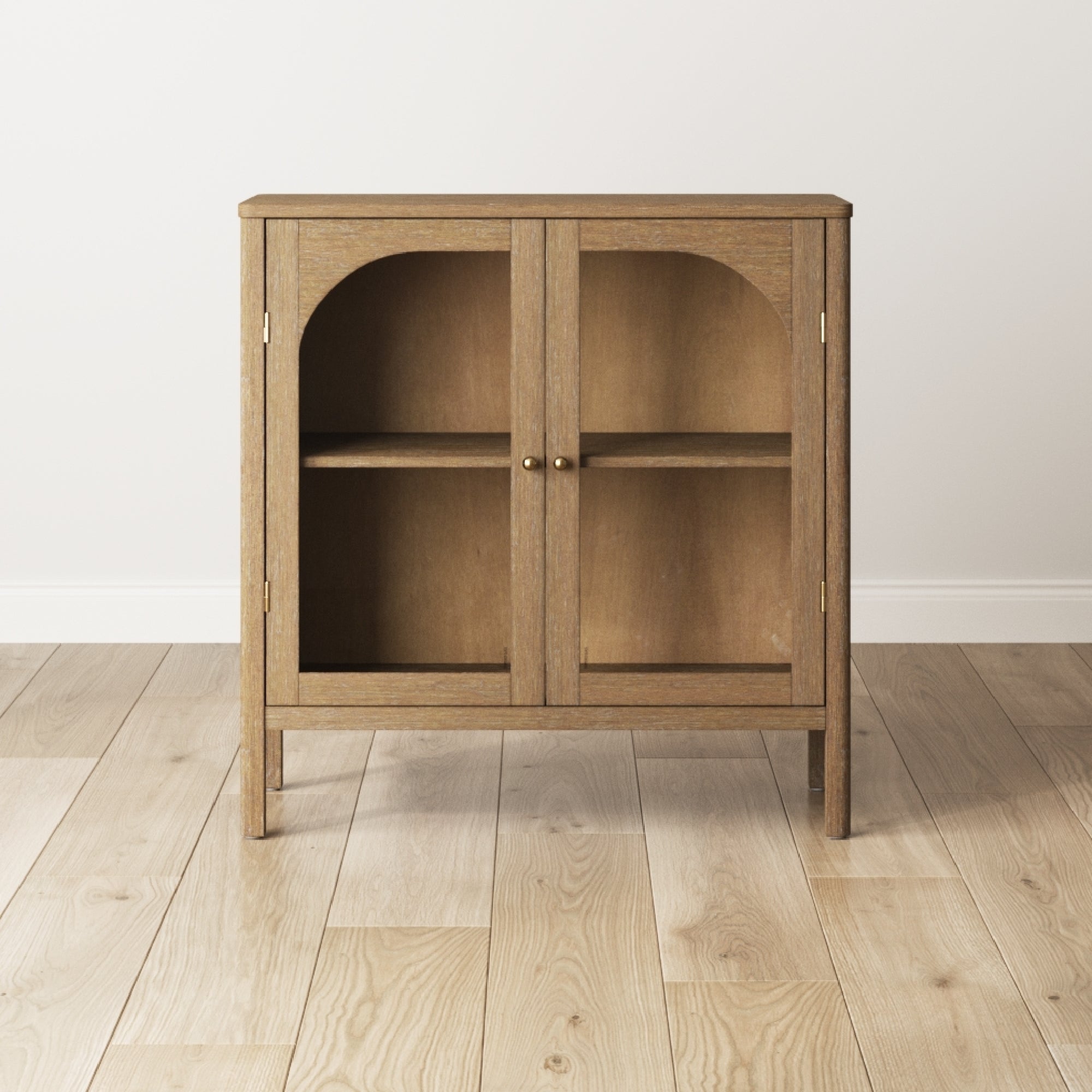 Wood Curio Cabinet with Glass Doors Brown - Nathan James