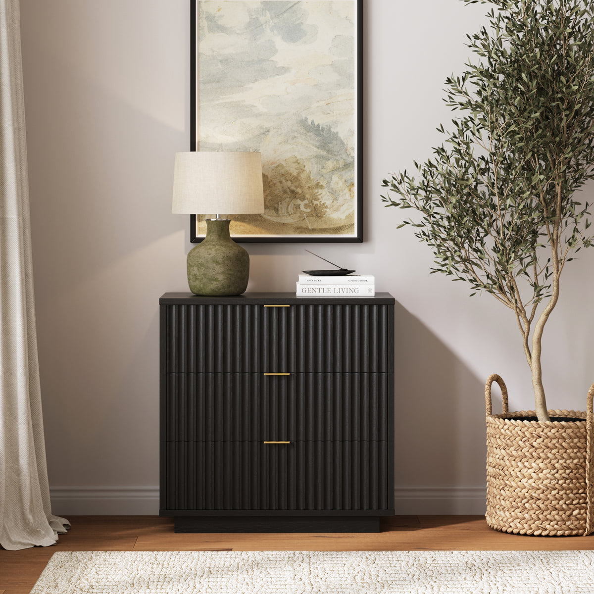 Modern Stackable 3-Drawer Modular Dresser Black Oak - Nathan James