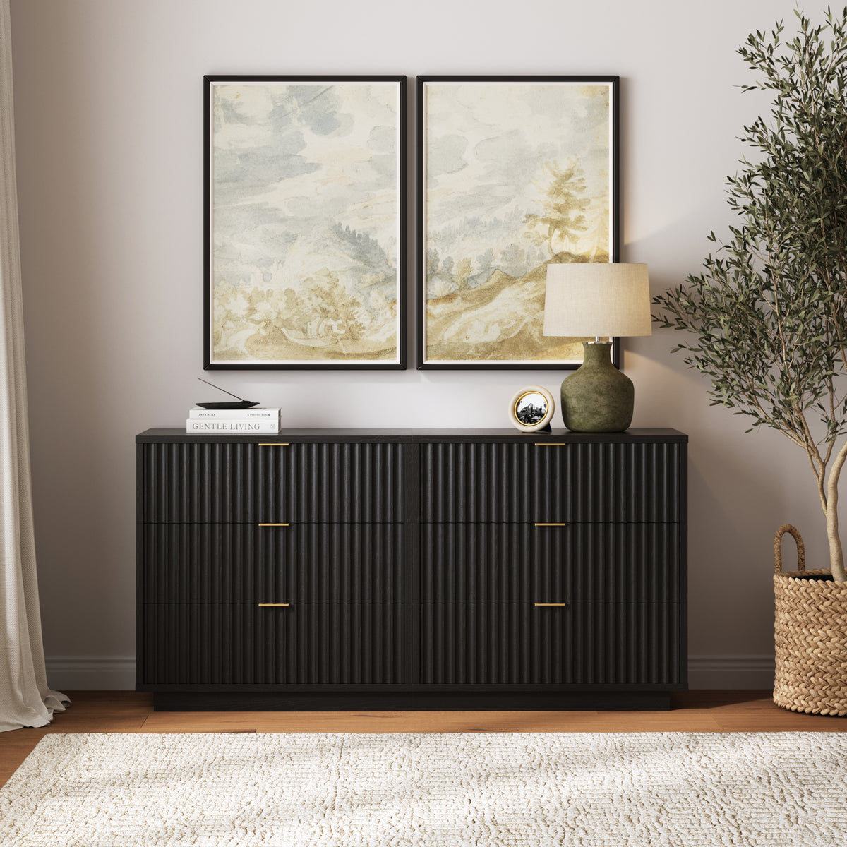 Modern Stackable 6-Drawer Modular Dresser Black Oak - Nathan James