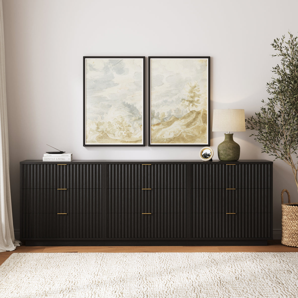 Modern Stackable 9-Drawer Modular Dresser Black Oak - Nathan James
