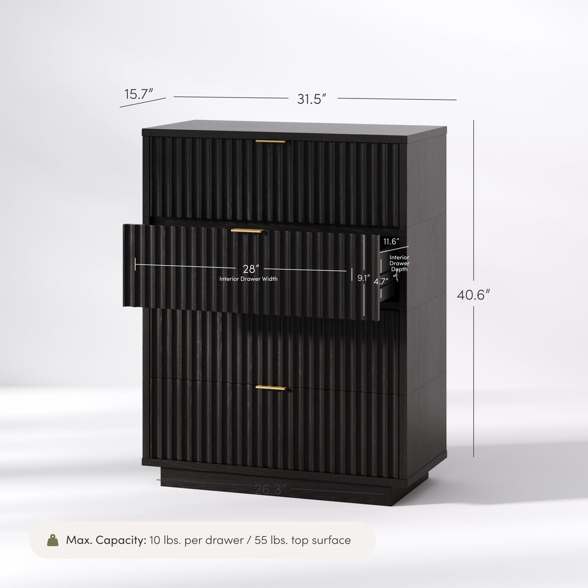 Modern Stackable 4-Drawer Modular Dresser Black Oak - Nathan James