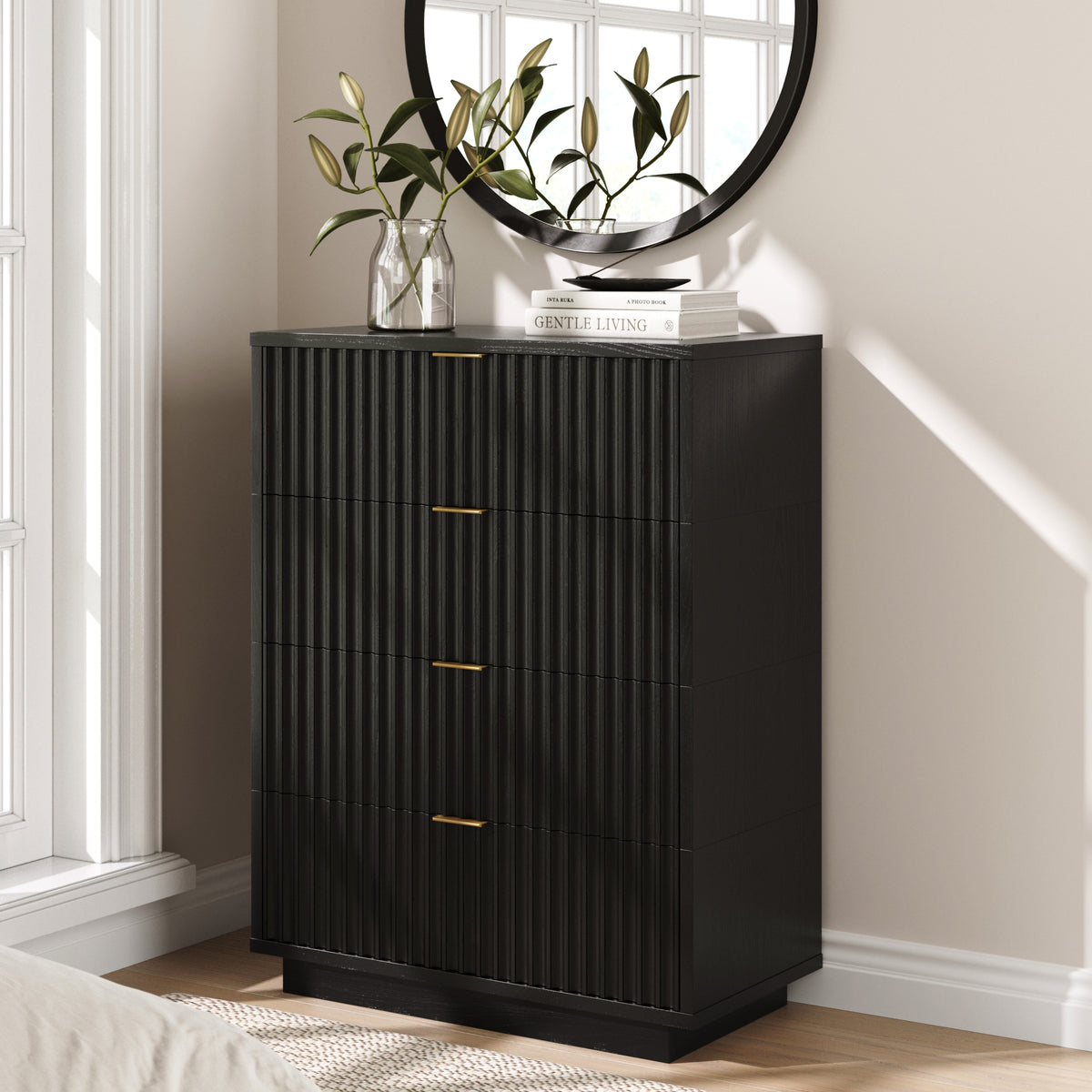 Modern Stackable 4-Drawer Modular Dresser Black Oak - Nathan James
