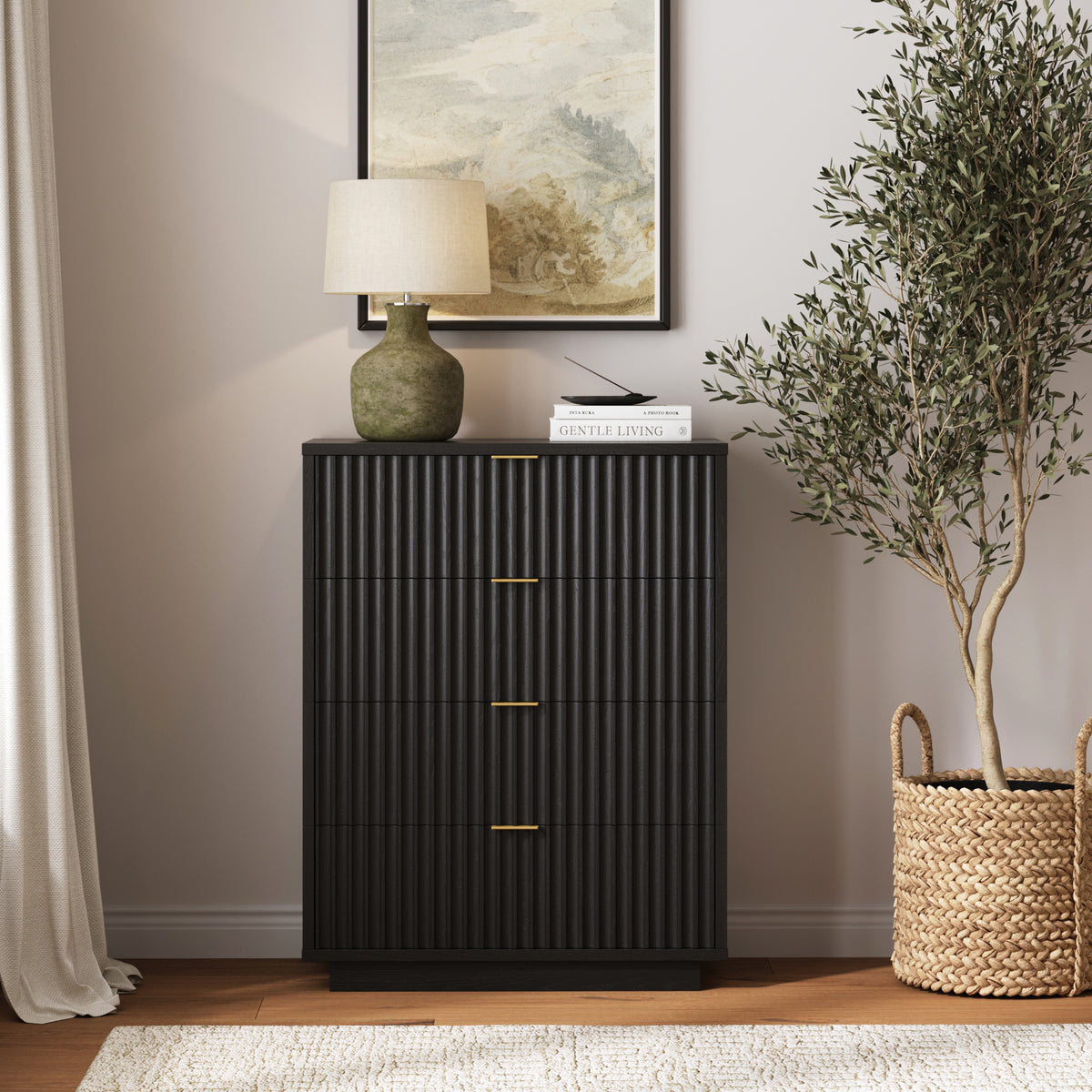 Modern Stackable 4-Drawer Modular Dresser Black Oak - Nathan James