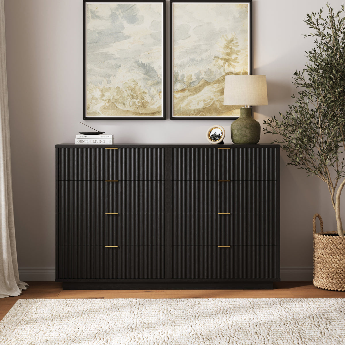 Modern Stackable 8-Drawer Modular Dresser Black Oak - Nathan James