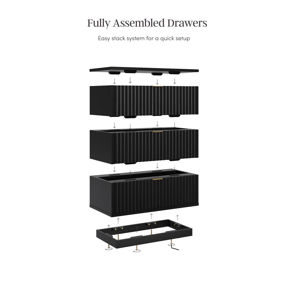 Modern Stackable 3-Drawer Modular Dresser Black Oak - Nathan James