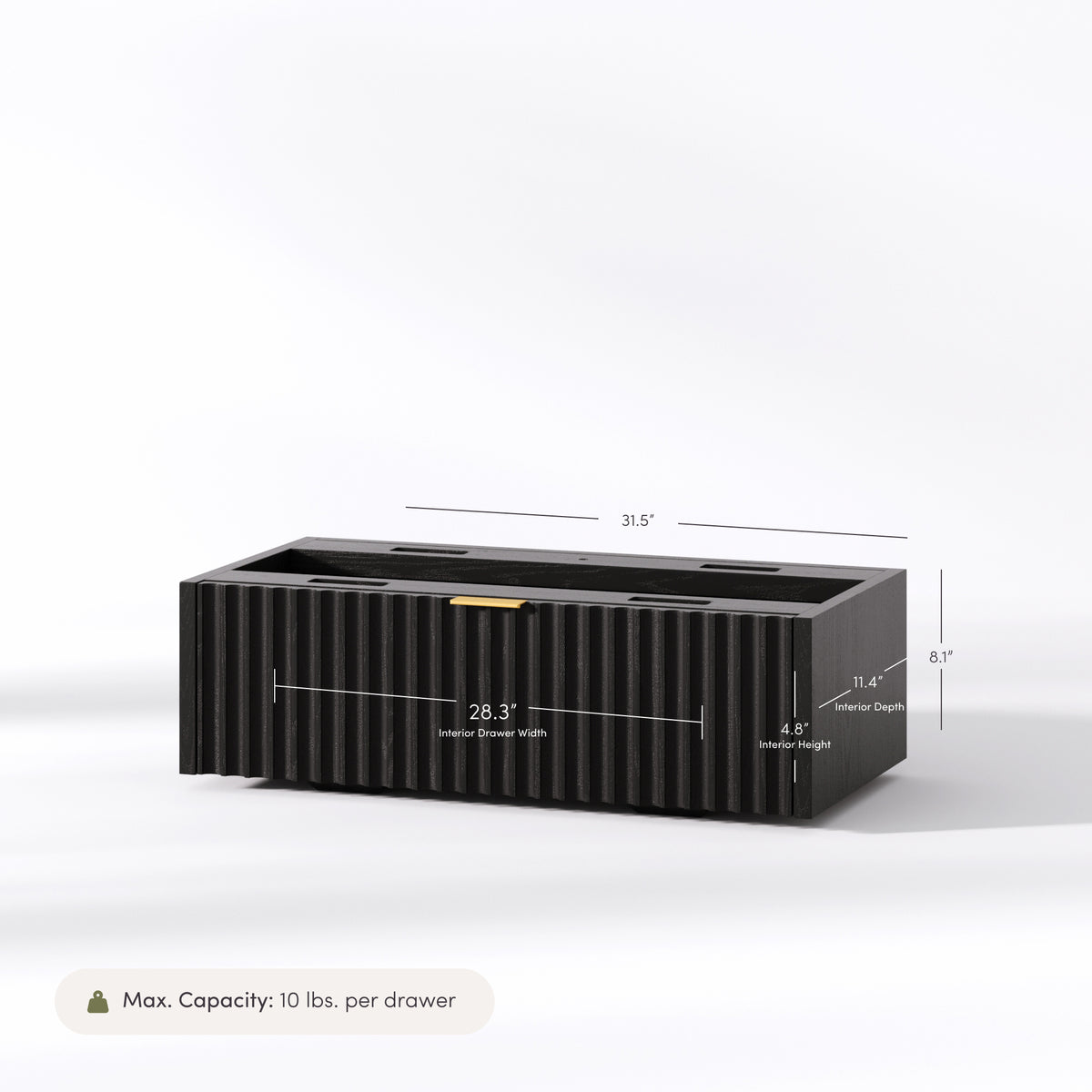 Modern Stackable Fluted Dresser Drawer Black Oak - Nathan James