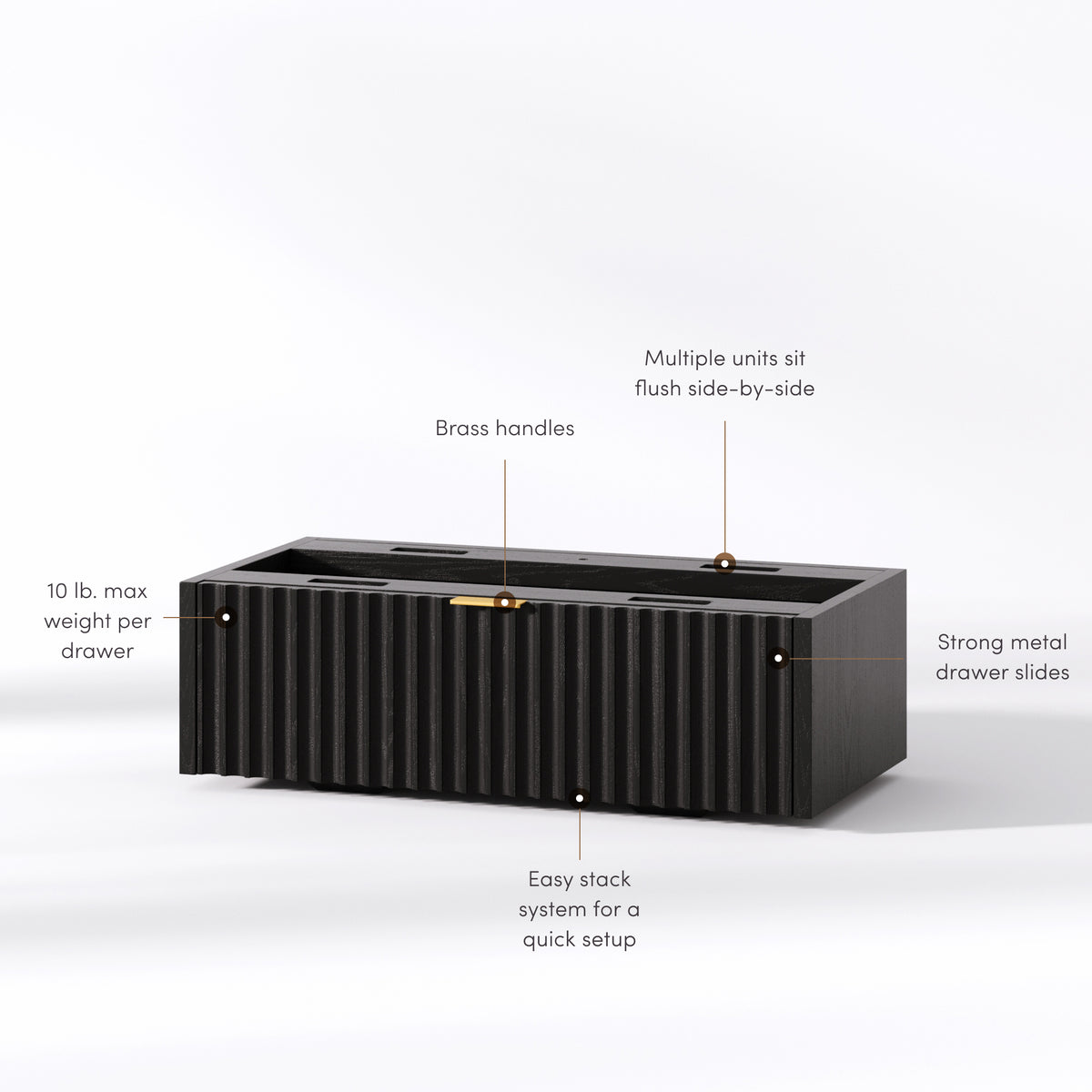 Modern Stackable Fluted Dresser Drawer Black Oak - Nathan James