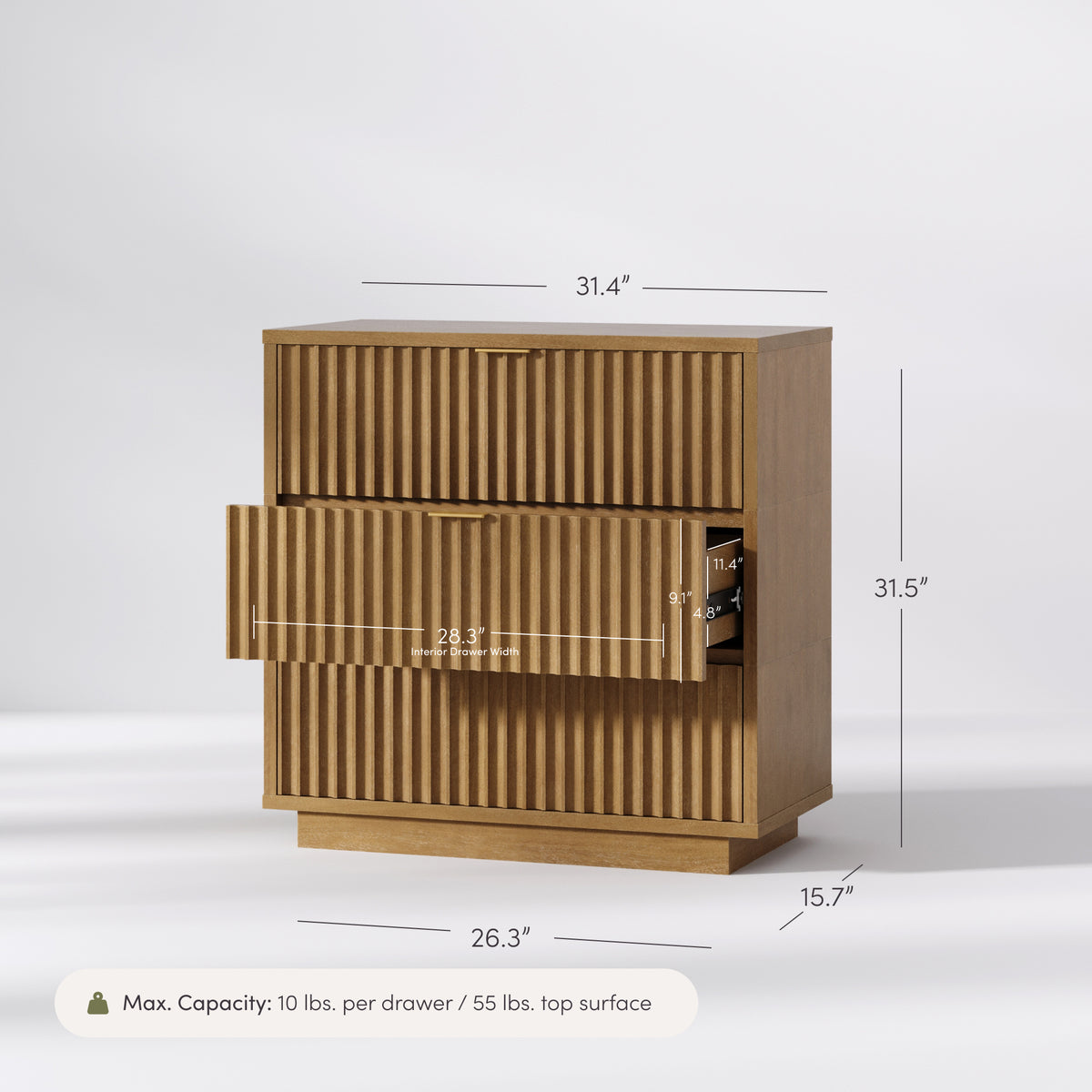 Modern Stackable 3-Drawer Modular Dresser Light Brown - Nathan James