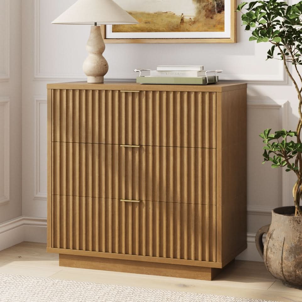Modern Stackable 3-Drawer Modular Dresser Light Brown - Nathan James