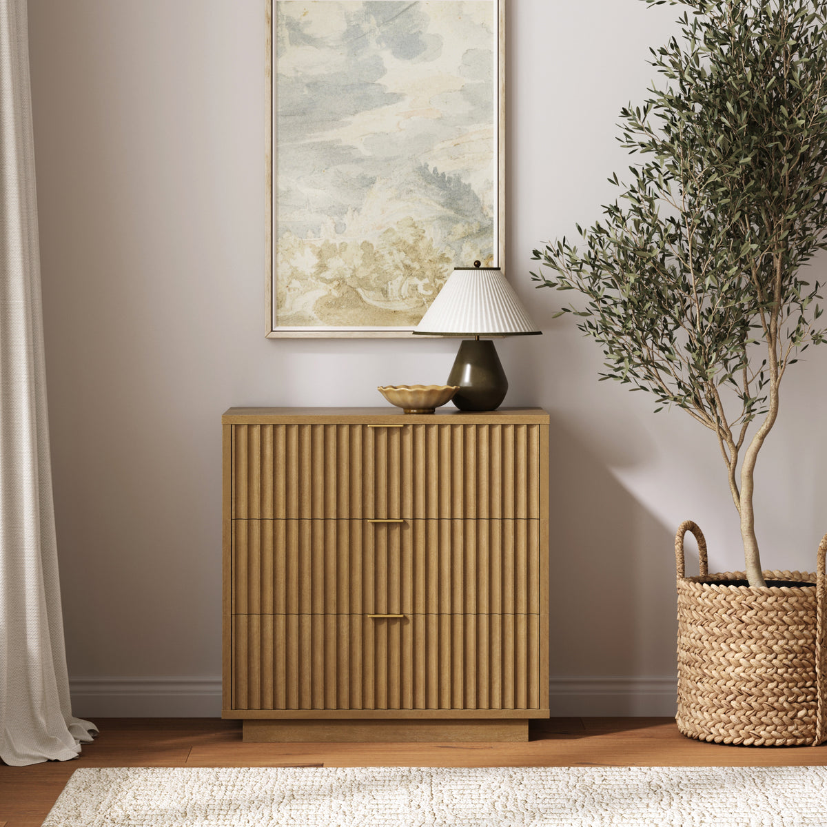 Modern Stackable 3-Drawer Modular Dresser Light Brown - Nathan James