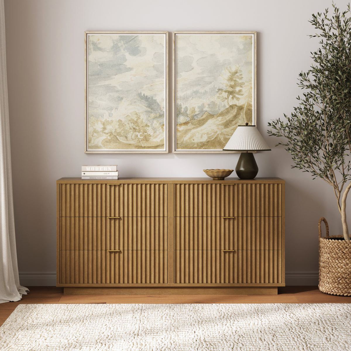 Modern Stackable 6-Drawer Modular Dresser Light Brown - Nathan James