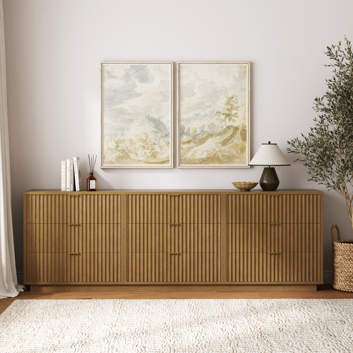 Modern Stackable 9-Drawer Modular Dresser Light Brown - Nathan James