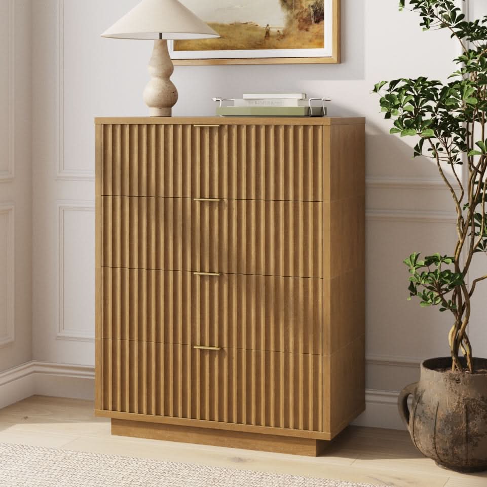 Modern Stackable 4-Drawer Modular Dresser Light Brown - Nathan James