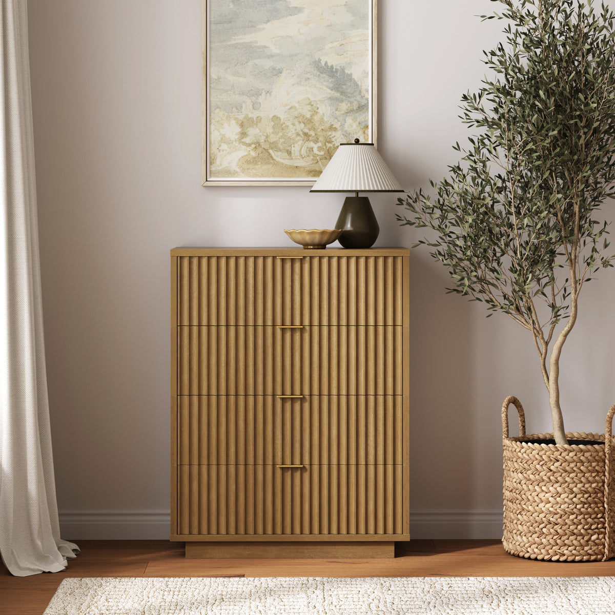 Modern Stackable 4-Drawer Modular Dresser Light Brown - Nathan James
