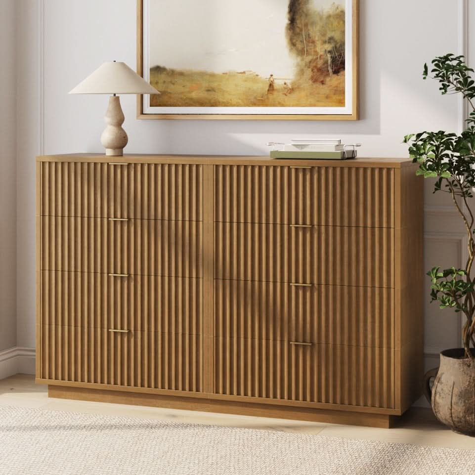 Modern Stackable 8-Drawer Modular Dresser Light Brown - Nathan James
