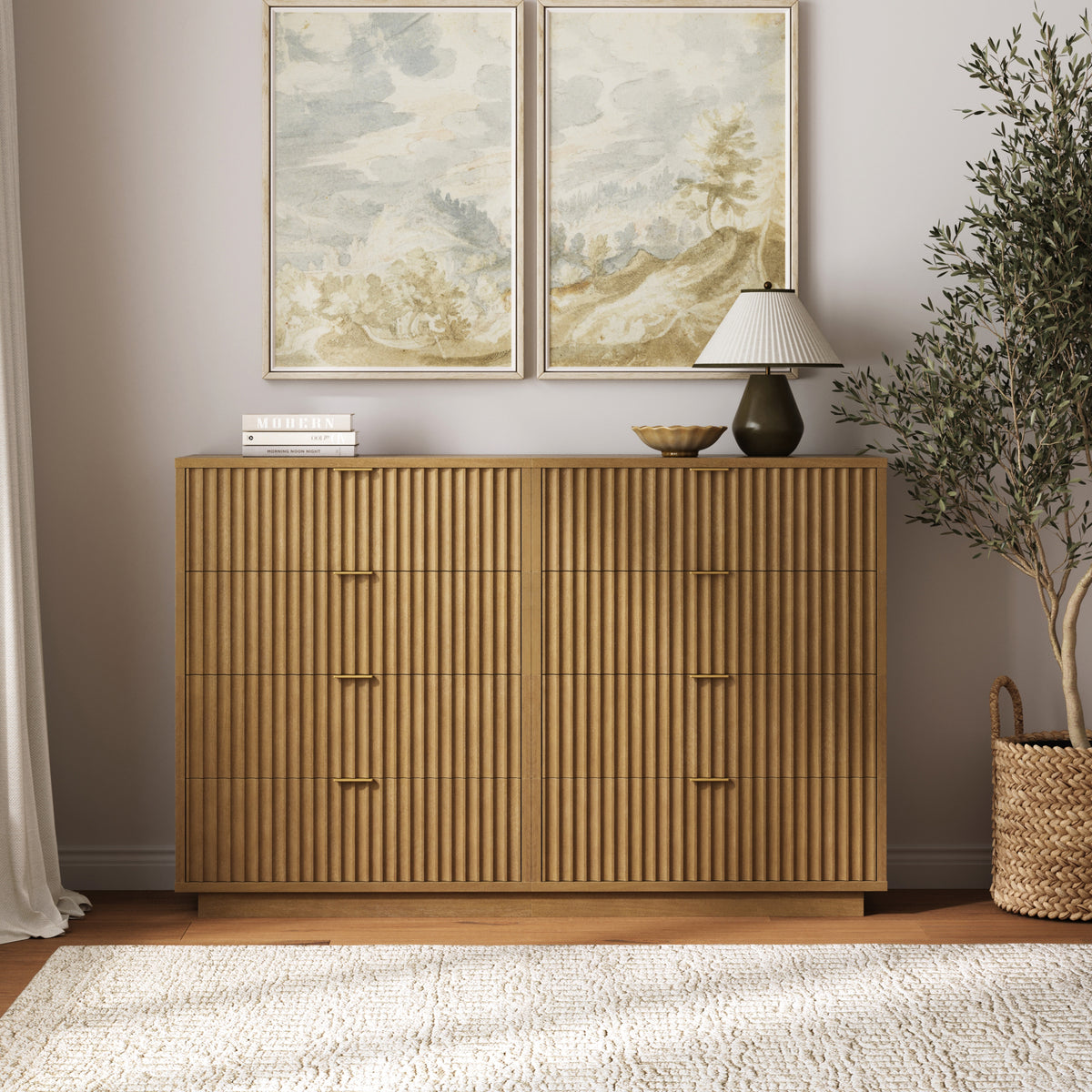 Modern Stackable 8-Drawer Modular Dresser Light Brown - Nathan James
