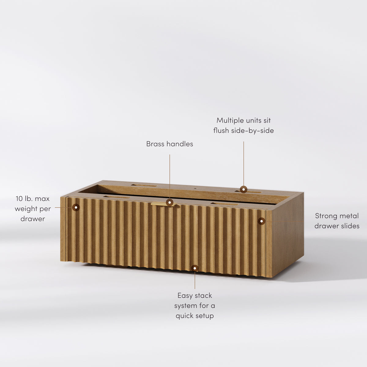 Modern Stackable Fluted Dresser Drawer Light Browm - Nathan James