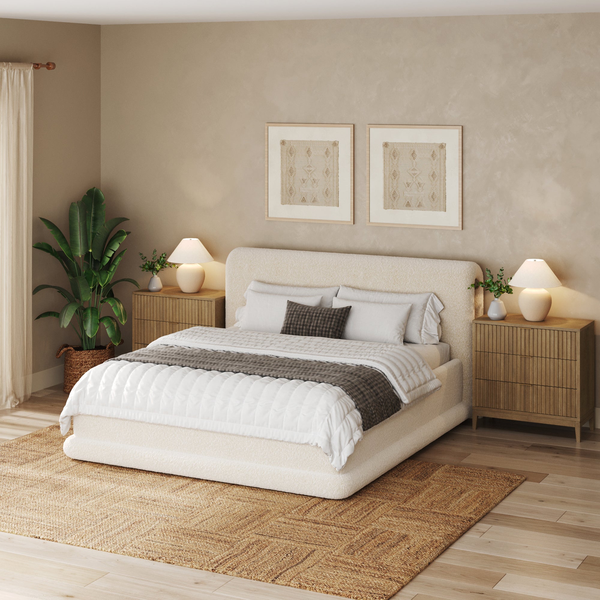 Bohemian Solid Wood 3 - Drawer Fluted Dresser Light Brown - Nathan James
