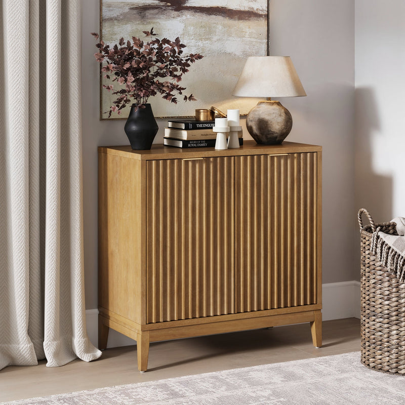 Mid - Century Fluted Storage Cabinet Light Brown - Nathan James