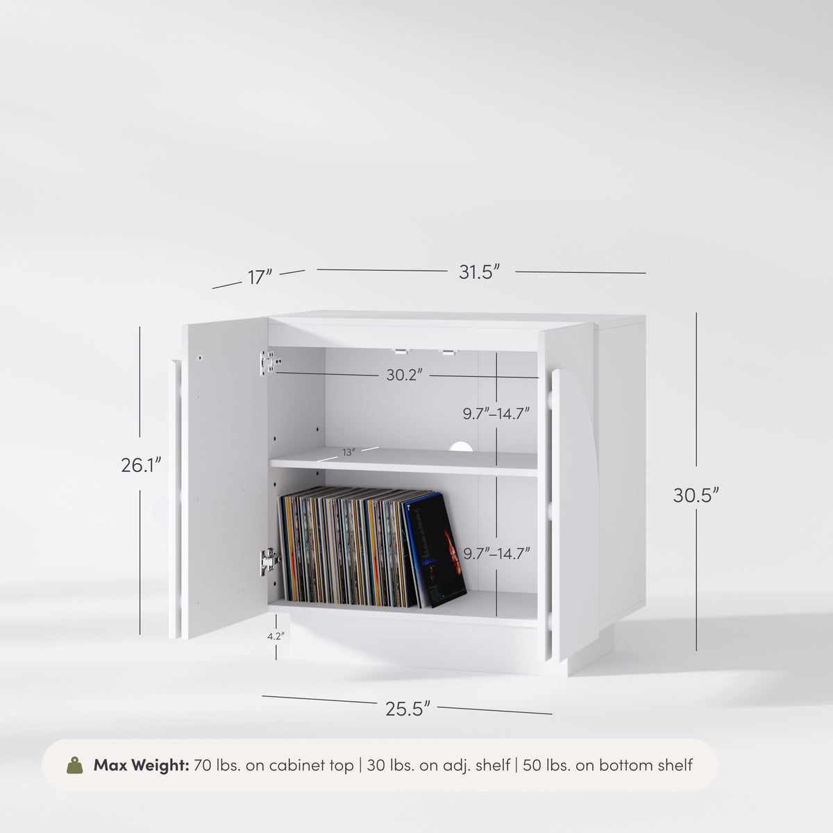Wood Mid-Century Arched Storage Cabinet White - Nathan James