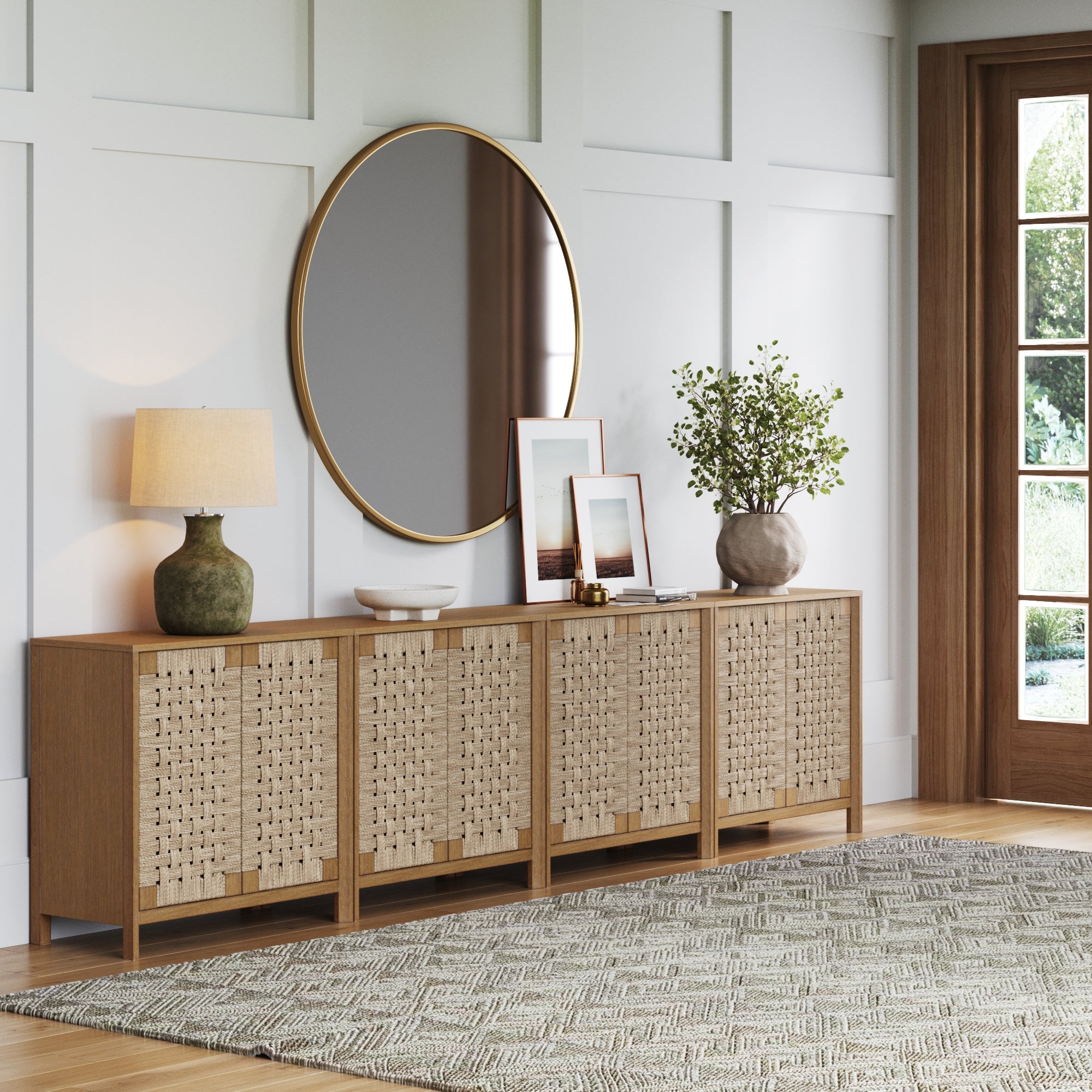 Woven Seagrass TV Console Cabinet for TVs 85" Light Brown - Nathan James