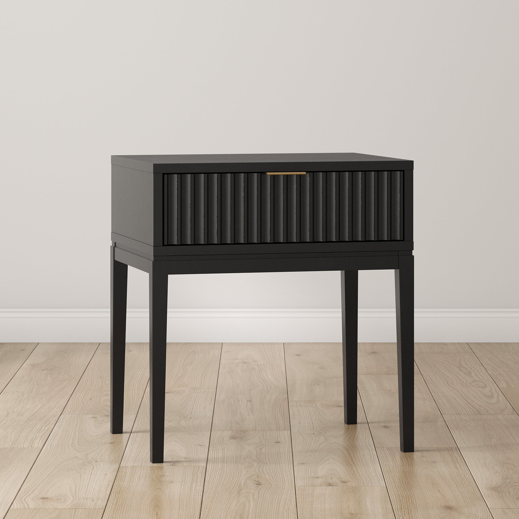 Mid - Century Fluted Nightstand Black Oak - Nathan James