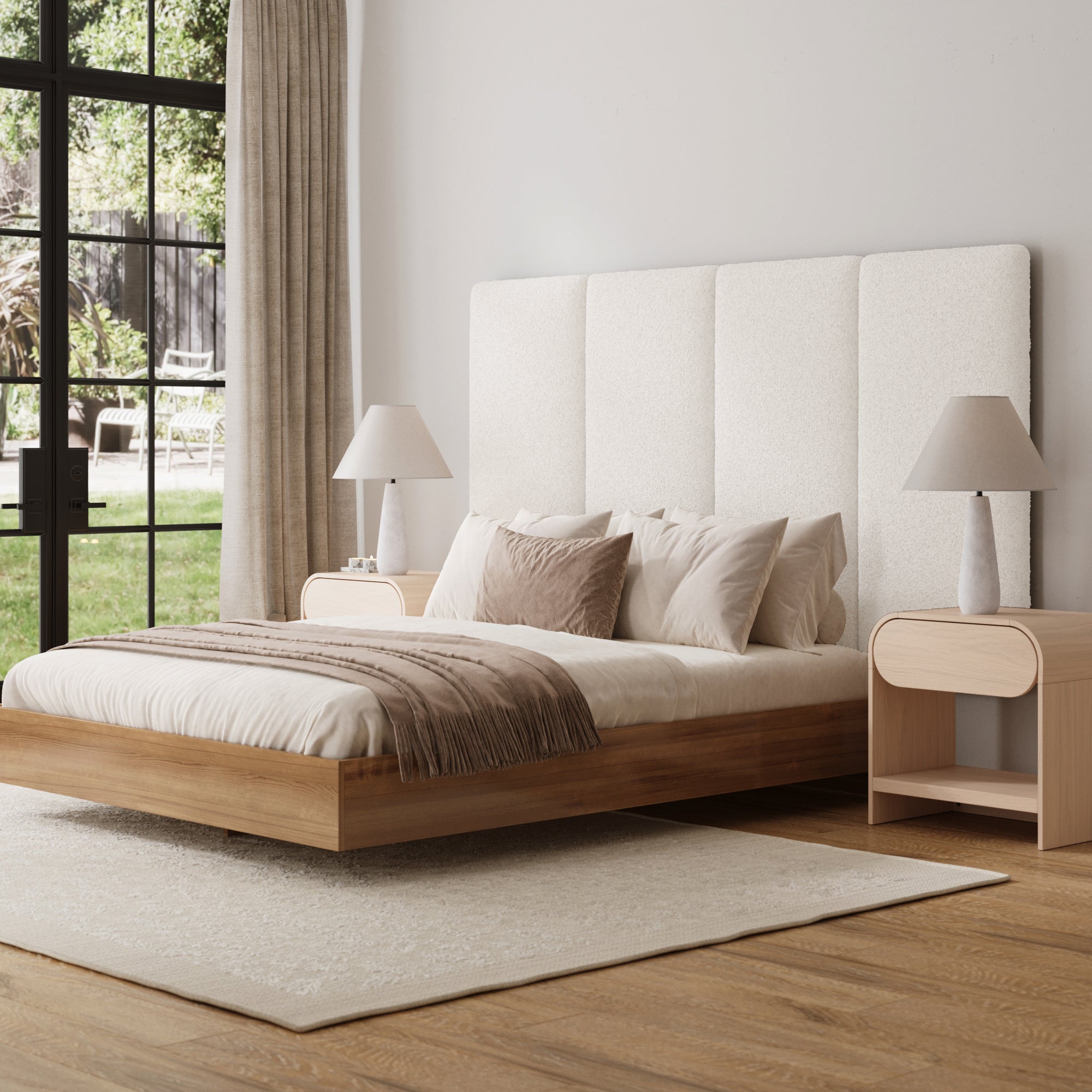 King Wall Mounted Headboard 4 Panel Boucle - Nathan James