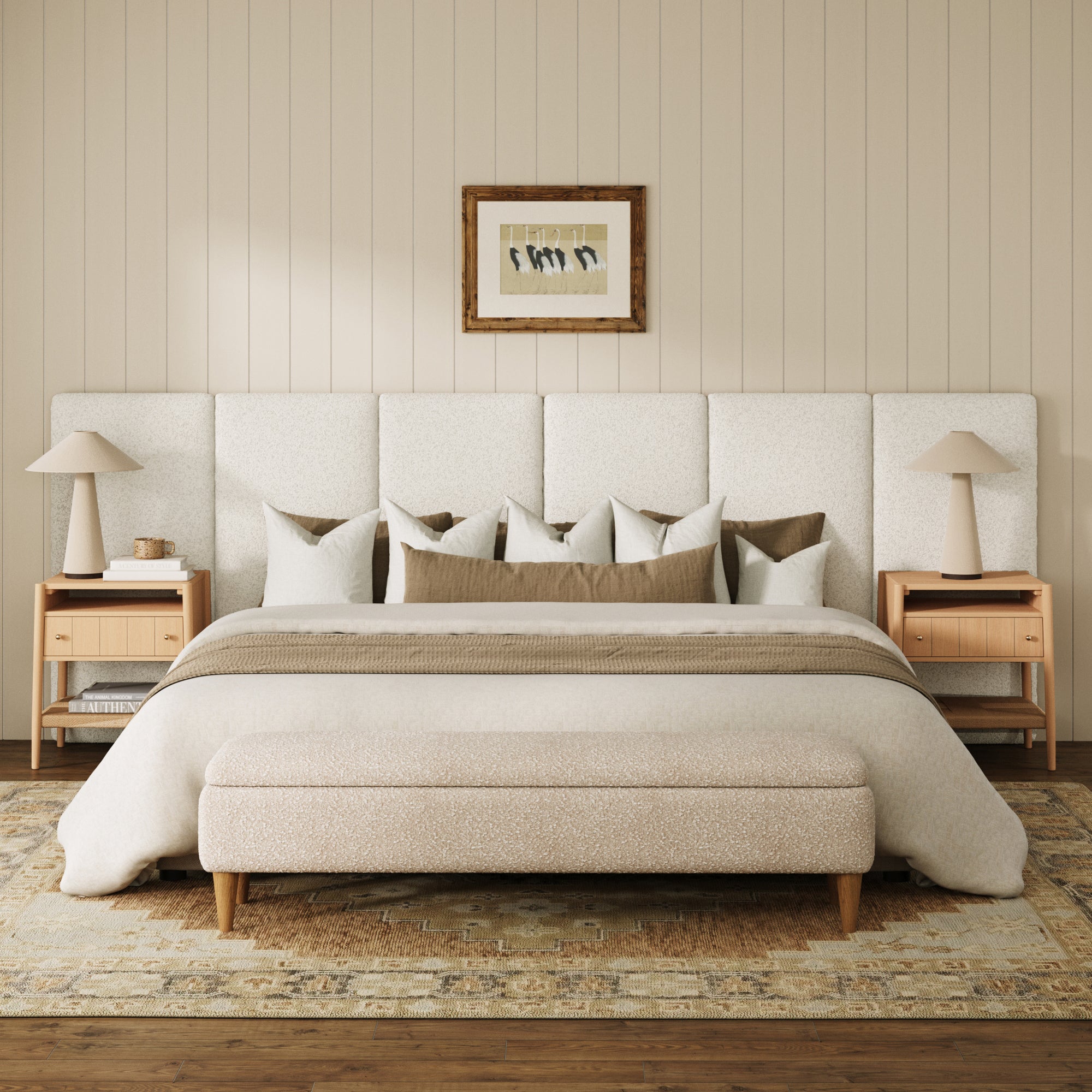 King Size Wall Mounted Oversize Upholstered Boucle Headboard - Nathan James