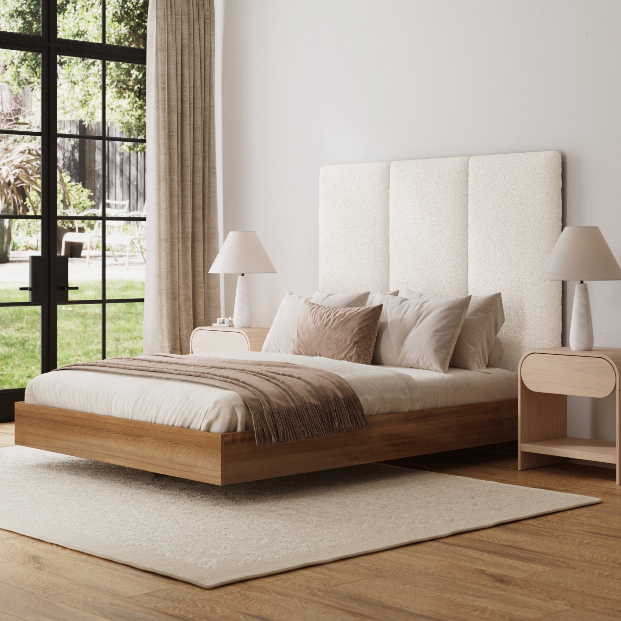 Queen Size Wall Mounted Textured Boucle Headboard - Nathan James