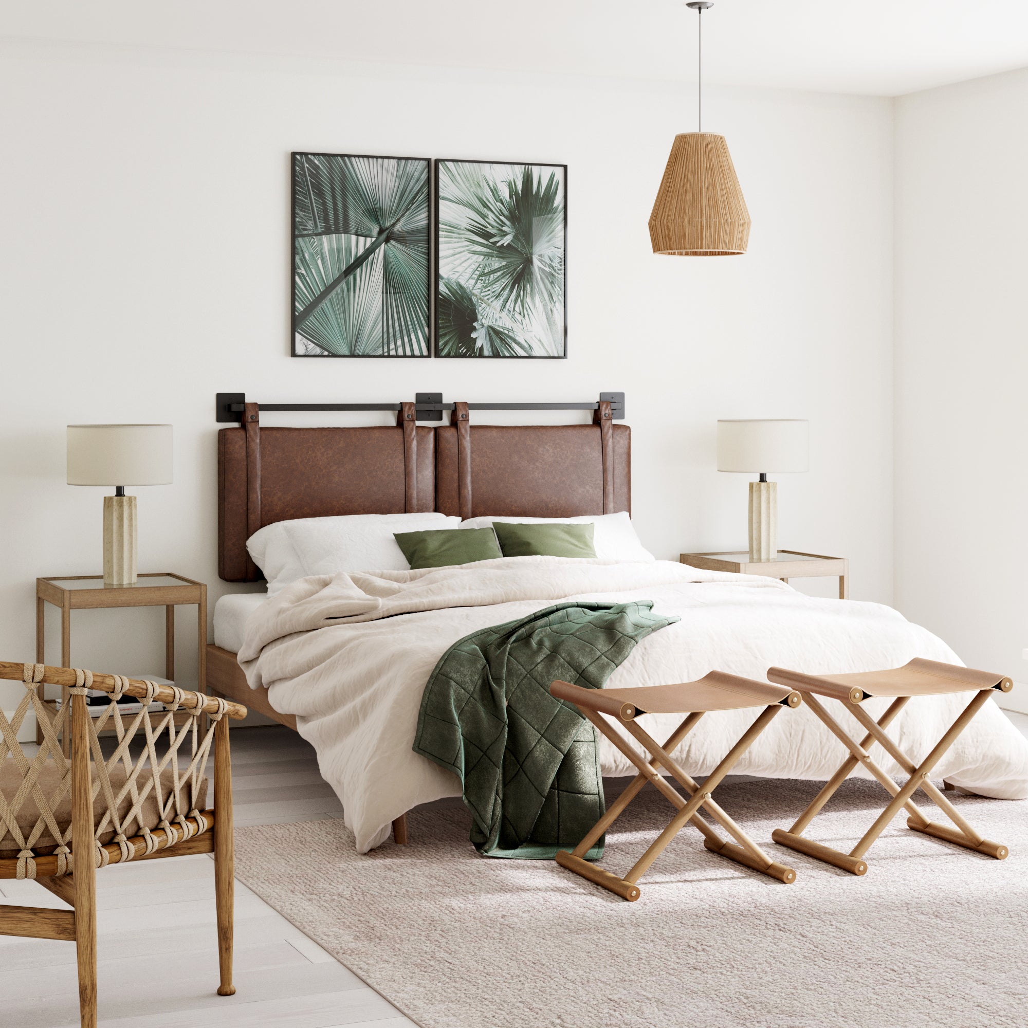 Upholstered Queen Wall Mount Headboard Brown - Nathan James
