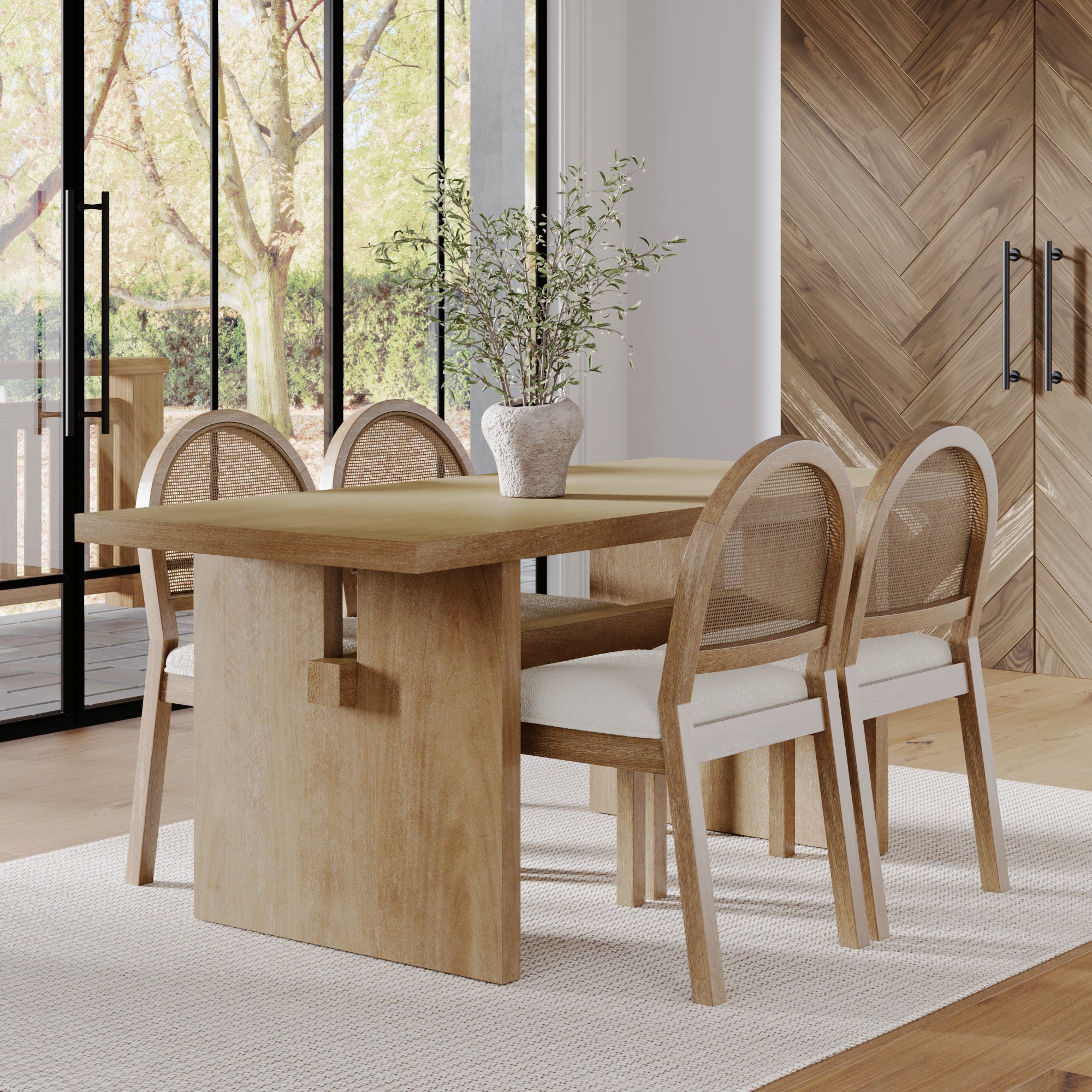 Bohemian Cane Dining Set (4 Chairs) - Nathan James