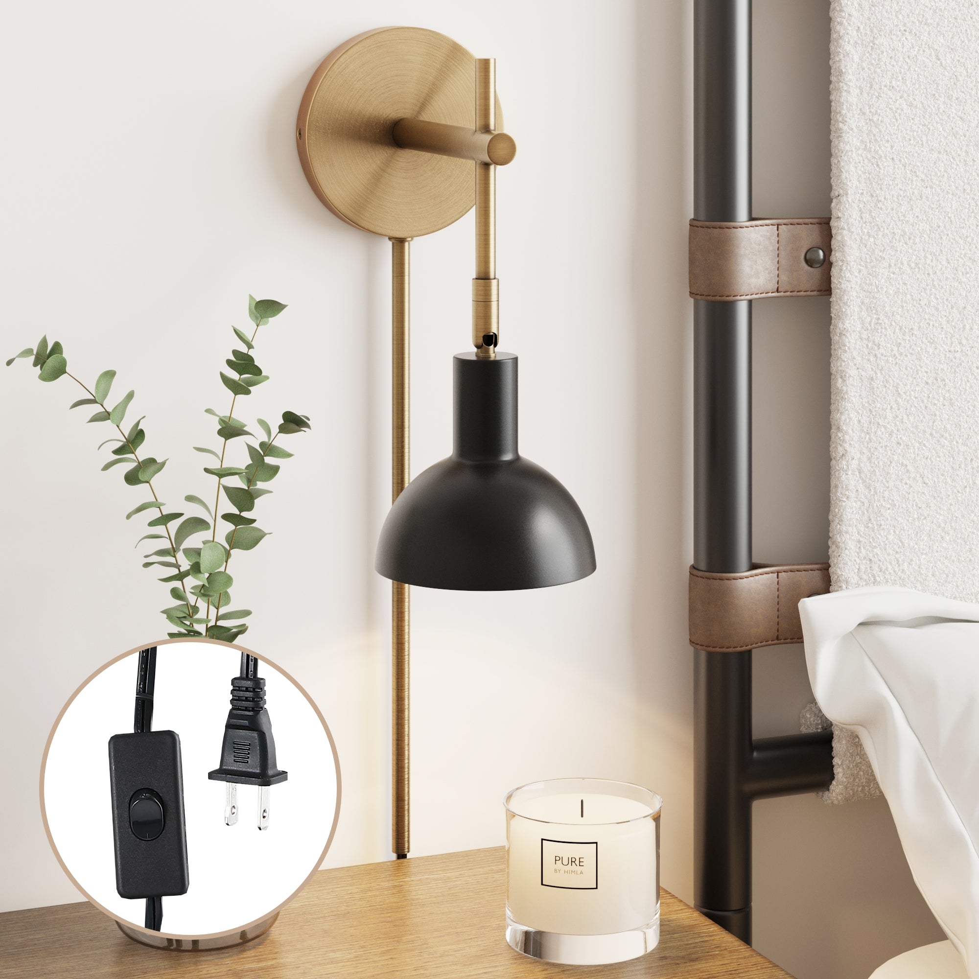 Plug - In Adjustable Metal Wall Light Brass - Nathan James