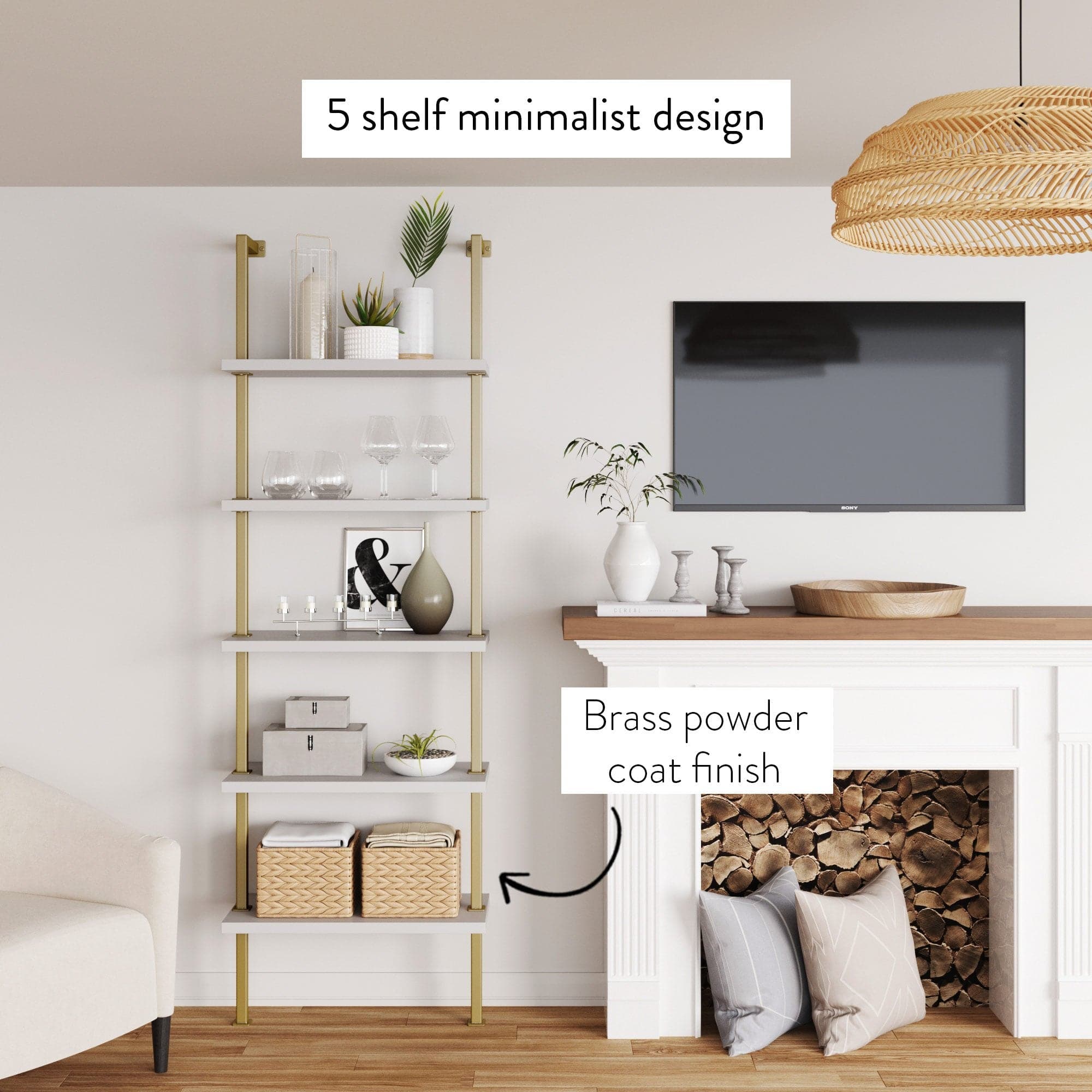 Wood Wall Mount Ladder Bookshelf | Theo